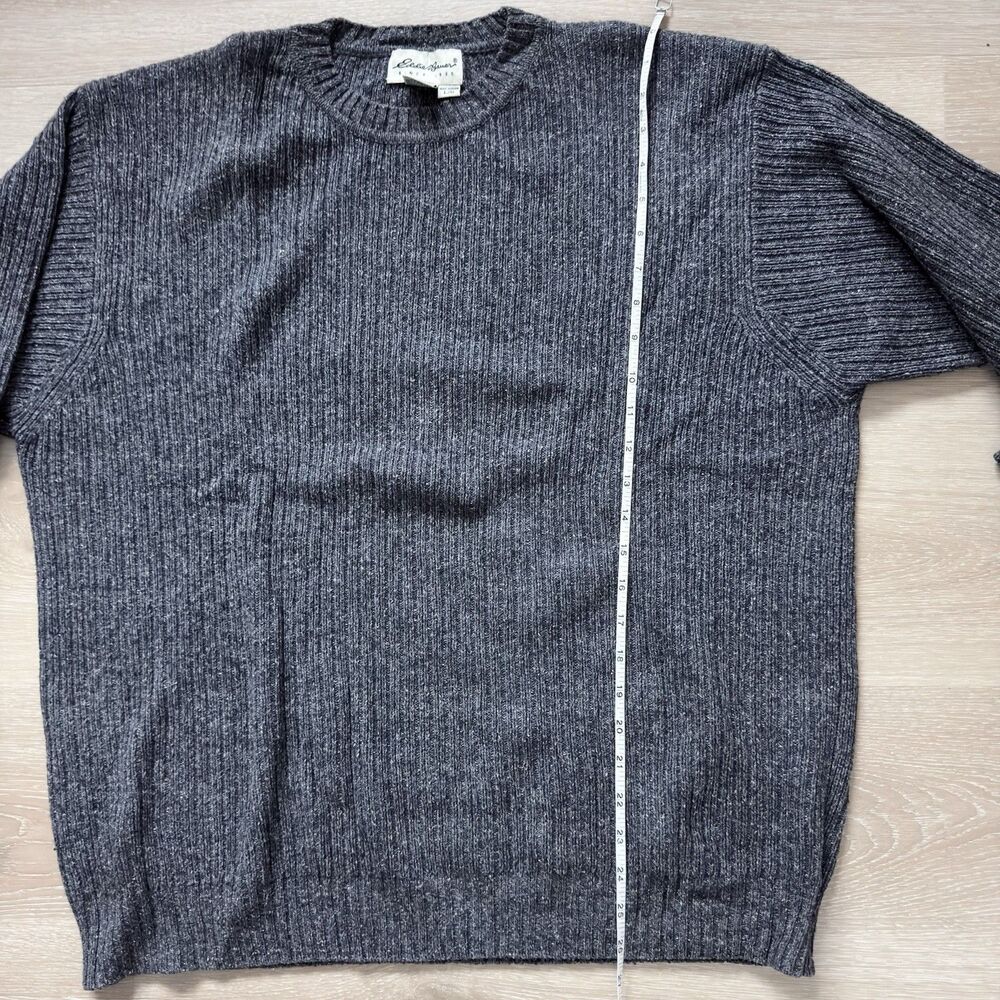 VTG 90s Eddie Bauer Ribbed Sweater L Wool Cotton Charcoal Gray Heather Coastal - Picture 8 of 12